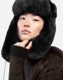 Outlet Kangol Faux Fur Trapper Black